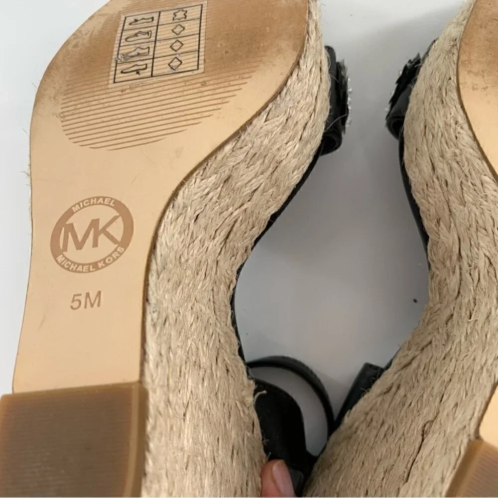 Michael Michael kors sandals 5 35 Jill black white leather platform Espadrilles